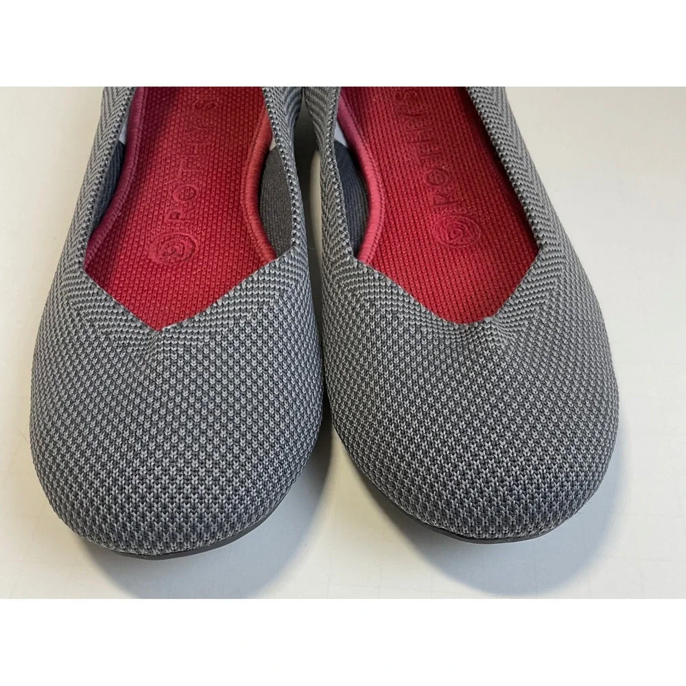 Rothys The Point Charcoal Heather Grey Knit round Toe Flats Women's 6.5